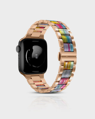Sync Gold Apple Watch Band – Multicolour Inlay Chain Bracelet