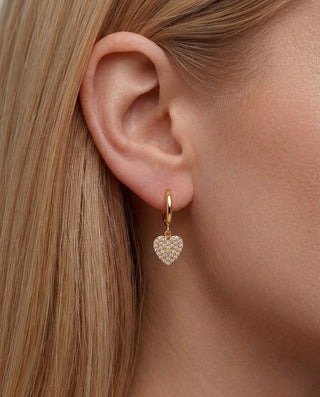 Queen and Co. Amour Earrings – 18K Gold Plated Heart Drop Earrings, Romantic Design
