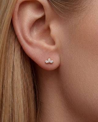 Queen and Co. Cosmos Stud Earrings – 18K Gold Plated, Minimal Zirconia Stud Earrings