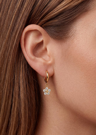 Queen and Co. Flora Earrings – 18K Gold Plated Floral Drop Earrings, Minimal Jewellery