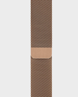 Brown woven belt with a beige buckle on a light gray background