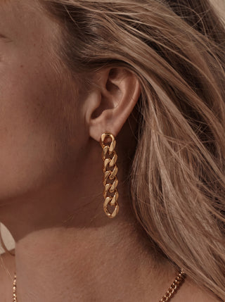 Miro | Gold Curb Chain Drop Earrings | Waterproof Stainless Steel