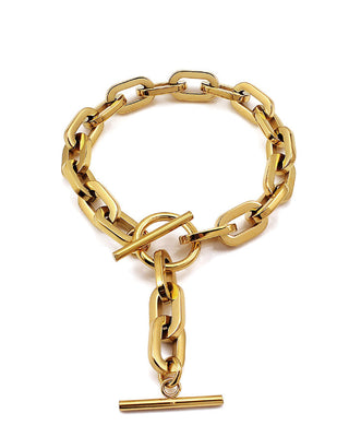 Axis Bracelet – Gold Bar Chain Bracelet Waterproof 316L Stainless Steel | Queen & Co