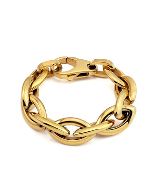 Dual Bracelet – Gold Paperclip Chain with T-Bar & Horseshoe Clasp, 316L Stainless Steel | Queen and Co.
