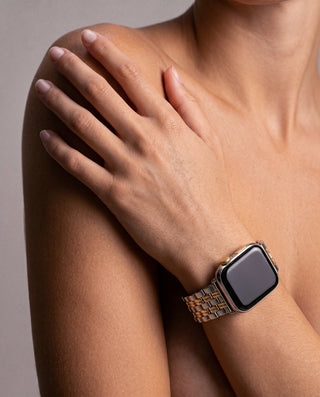 Apple Watch Band – Silver Stainless Steel – Multicolour Inlay Design | Sync Band