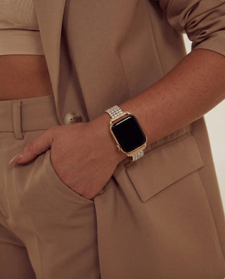 Apple Watch Band – Gold Stainless Steel – Zirconia Tennis Design | Tennis Band
