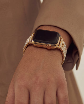 Apple Watch Band – Gold Stainless Steel – Zirconia Tennis Design | Tennis Band