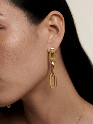 Baroque Earrings – Gold  Paperclip Chain Drop Earrings, 316L Stainless Steel | Queen and Co.