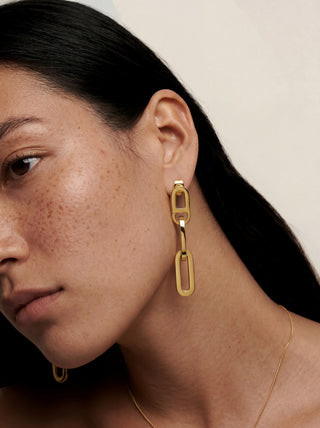 Baroque Earrings – Gold  Paperclip Chain Drop Earrings, 316L Stainless Steel | Queen and Co.