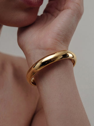 Fluid Bracelet – Gold Sculptural Cuff Bracelet, Waterproof 316L Stainless Steel
