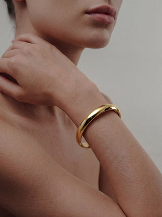 Fluid Bracelet – Gold Sculptural Cuff Bracelet, Waterproof 316L Stainless Steel