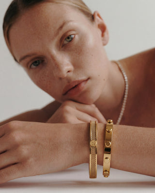 Manifest - Monet Bracelet Set – 18K Gold Plated Stacking Bracelet Duo | Queen and Co.