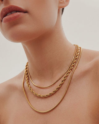 Queen and Co. Marina Necklace – 18K Gold Plated, Layered Chain Necklace