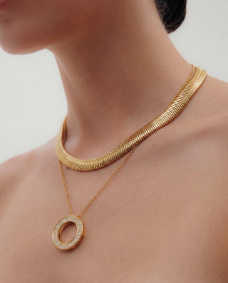 Queen and Co. Magnum Diamond Necklace – 18K Gold Plated, Zirconia Pendant Necklace