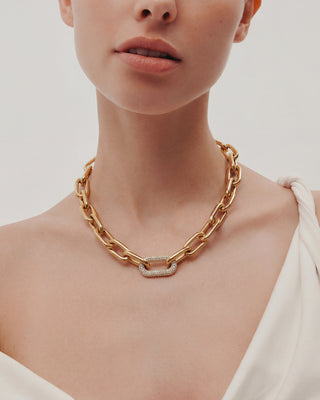 Queen and Co. Statement Chain Necklace – 18K Gold Plated, Bold Chunky Link Necklace