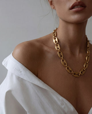 Core Necklace – 18K Gold Plated Statement Chain Necklace, Waterproof Stainless Steel | Queen & Co