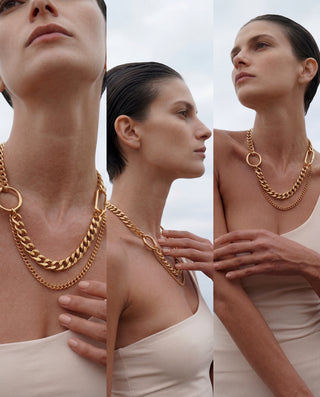 Dual Necklace – Gold Layered Chain Necklace Waterproof 316L Stainless Steel | Queen & Co