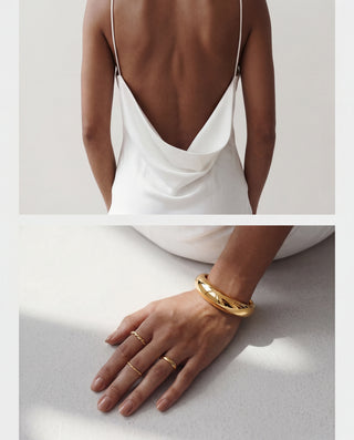 Modernist Bracelet – Minimal Gold Cuff Bracelet Waterproof 316L Stainless Steel | Queen & Co