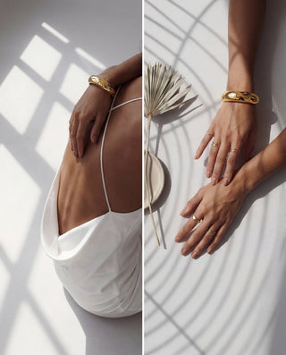 Modernist Bracelet – Minimal Gold Cuff Bracelet Waterproof 316L Stainless Steel | Queen & Co