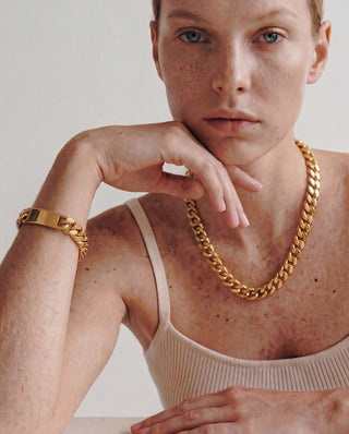 Monument Bracelet – Gold ID Chain Bracelet Waterproof 316L Stainless Steel | Queen and Co.