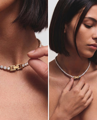 The Tennis Necklace – Gold Zirconia Tennis Necklace Waterproof | Queen & Co