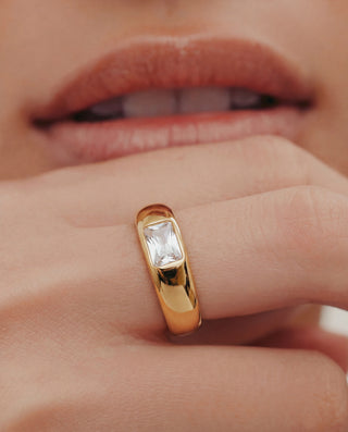 Queen and Co. Signature Ring – 18K Gold Plated Minimal Ring, Timeless Stacking Ring