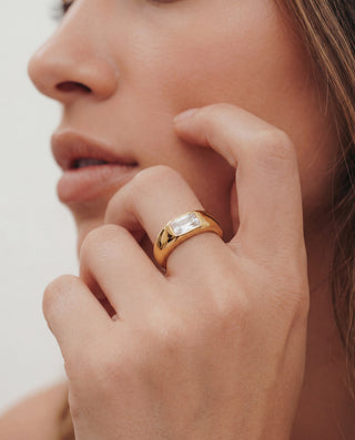 Queen and Co. Signature Ring – 18K Gold Plated Minimal Ring, Timeless Stacking Ring