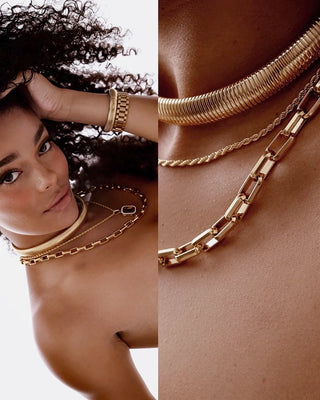 Queen and Co. Vertigo Necklace – 18K Gold Plated, Statement Chain Necklace