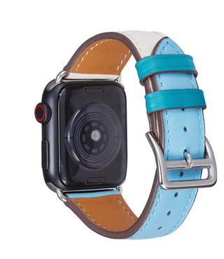 Sky Blue Apple Leather Watch Band