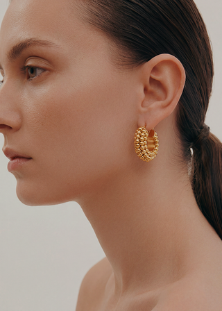 Queen and Co. Serenity Drop Earrings – 18K Gold Plated, Waterproof Minimal Statement Earrings