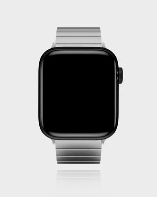 Smartwatch with a metal band on a light gray background