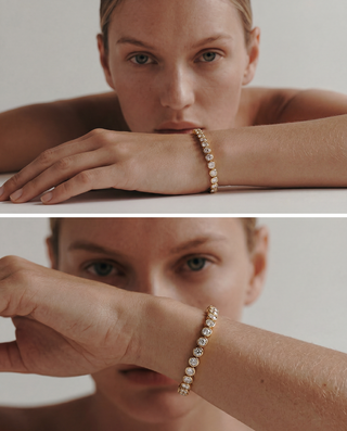 Queen and Co. Tennis Set – 18K Gold Plated Tennis Bracelet & Necklace Set, Pavé Zirconia