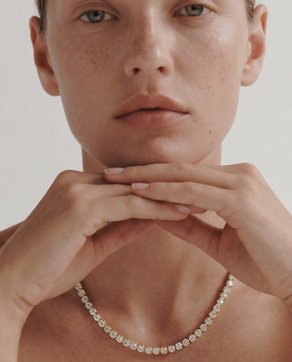 The Tennis Necklace – Gold Zirconia Tennis Necklace Waterproof | Queen & Co