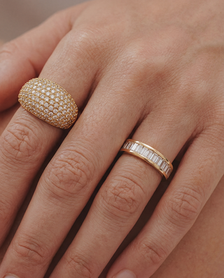 Queen and Co. Tennis Ring – 18K Gold Plated Zirconia Ring, Classic Tennis Band Ring