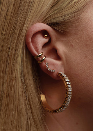 Queen and Co. Tennis Bold Earrings – 18K Gold Plated, Chunky Hoop Earrings, Statement Design