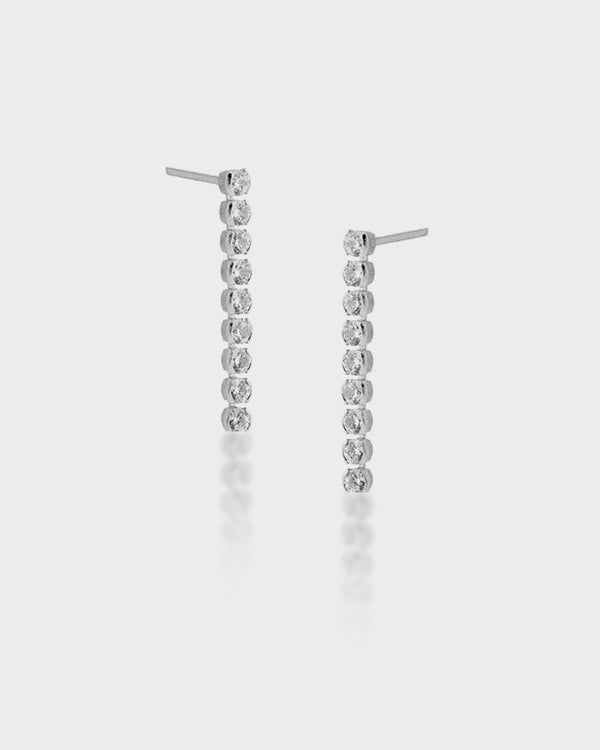 Tennis Tassel Earrings Silver - Queen&Collection