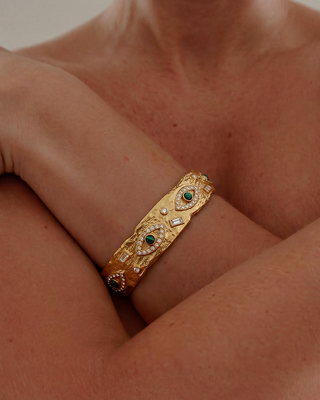 Queen and Co. Eye Bracelet – 18K Gold Plated Evil Eye Bracelet, Zirconia Protection Jewellery