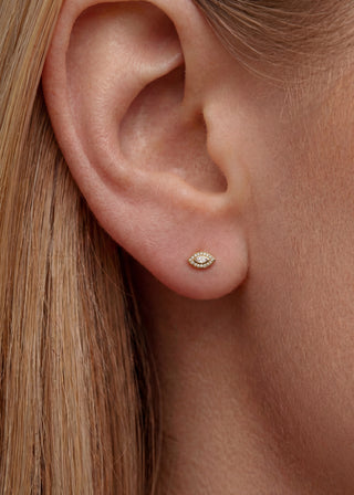 Queen and Co. Eye Stud Earrings – 18K Gold Plated, Zirconia Eye Stud Earrings