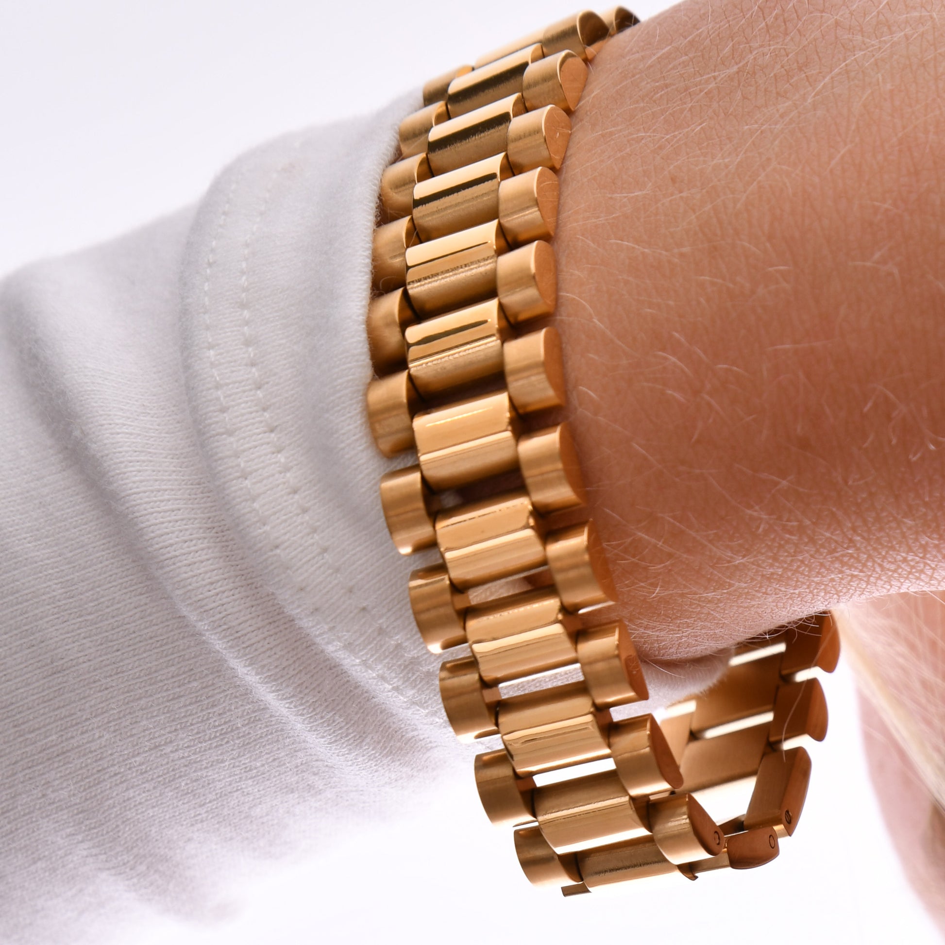 Tokyo Bracelet by Queen and Collection with fine engravings and 18K Premium Triple Plated Gold on Stainless Steel.