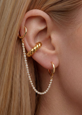 Queen and Co. Twisted Ear Cuff – 18K Gold Plated, Twisted Design Ear Cuff, No Piercing