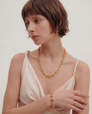 Queen and Co. Vogue Layering Necklace Set – 18K Gold Plated Chain Set, Minimal Luxury Stack