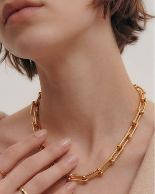 Queen and Co. Vogue Layering Necklace Set – 18K Gold Plated Chain Set, Minimal Luxury Stack