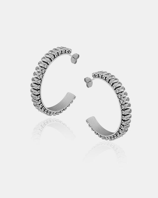 Tennis Bold Silver Earrings - Queen&Collection