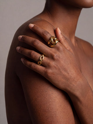 Queen and Co. Matcha Ring – 18K Gold Plated, Minimal Statement Ring