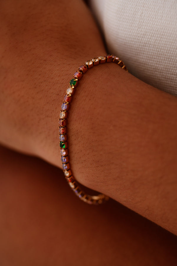 Tennis Bracelet – One Row of Multicolor Elegance - Queen&Collection
