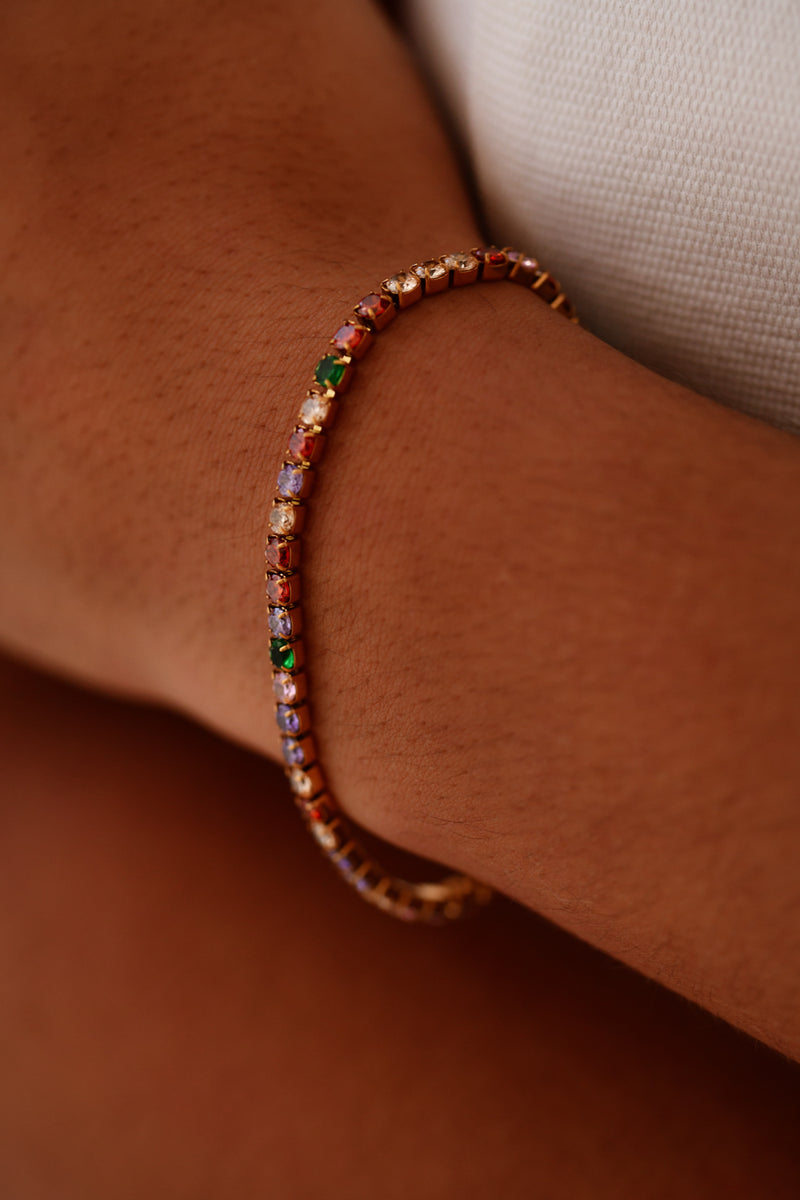 Tennis Bracelet – One Row of Multicolor Elegance