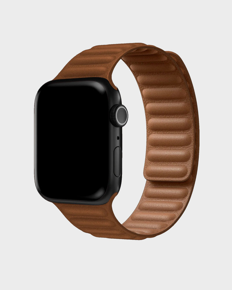 Brown Leather Link Apple Watchband - Queen&Collection