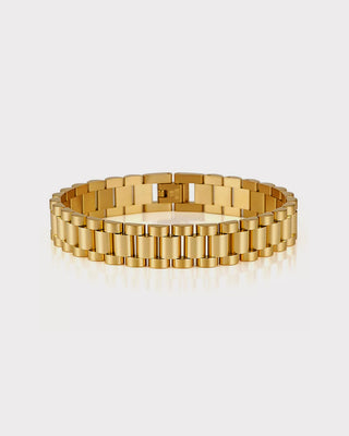 Tokyo Bracelet by Queen and Collection with fine engravings and 18K Premium Triple Plated Gold on Stainless Steel.